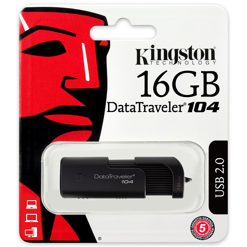 金士顿(Kingston)u盘闪存盘DT104电脑系统优盘商务办公车载高速U盘USB2.0 16GB