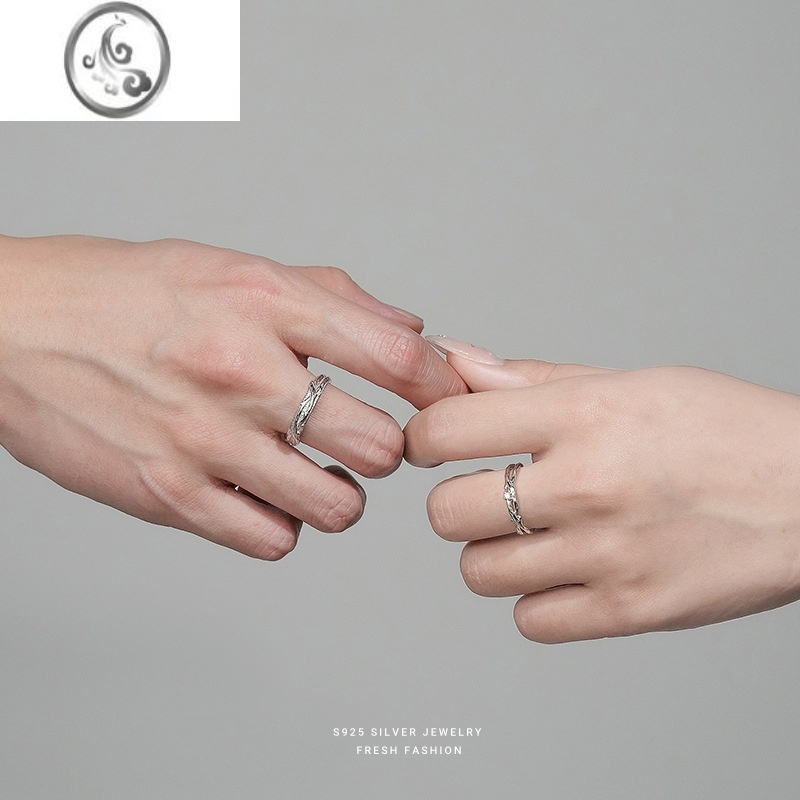 jimi连理枝情侣对戒银银戒指一对女小众设计款情人节生日礼物送男女友