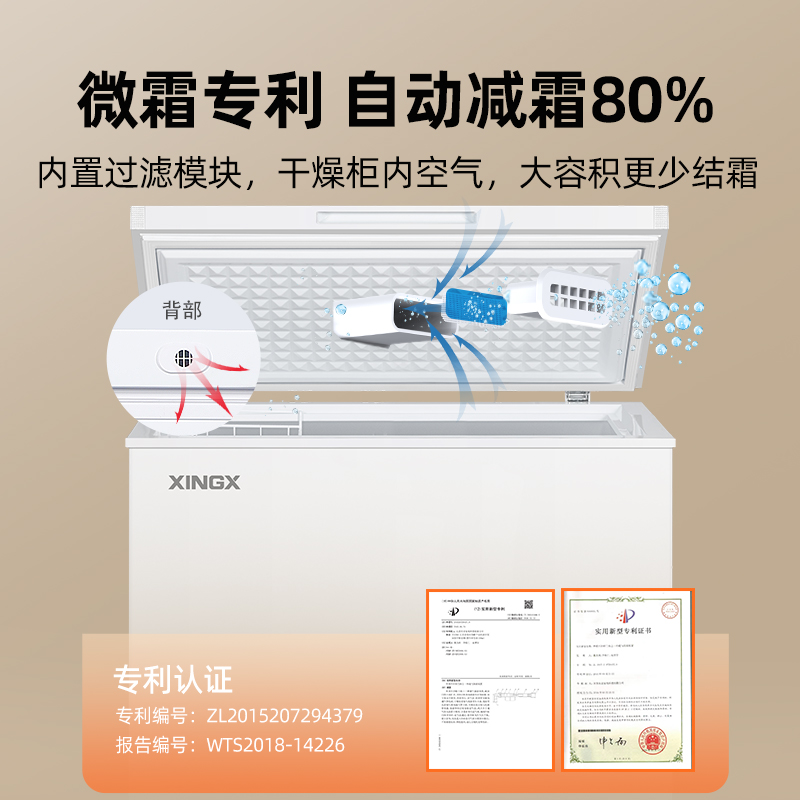 星星(XINGX) 140升 家用小冰柜 冷冻冷藏转换冷柜 展示柜商厨商用保鲜设备安全门锁 顶开门 BD/BC-140E高清大图