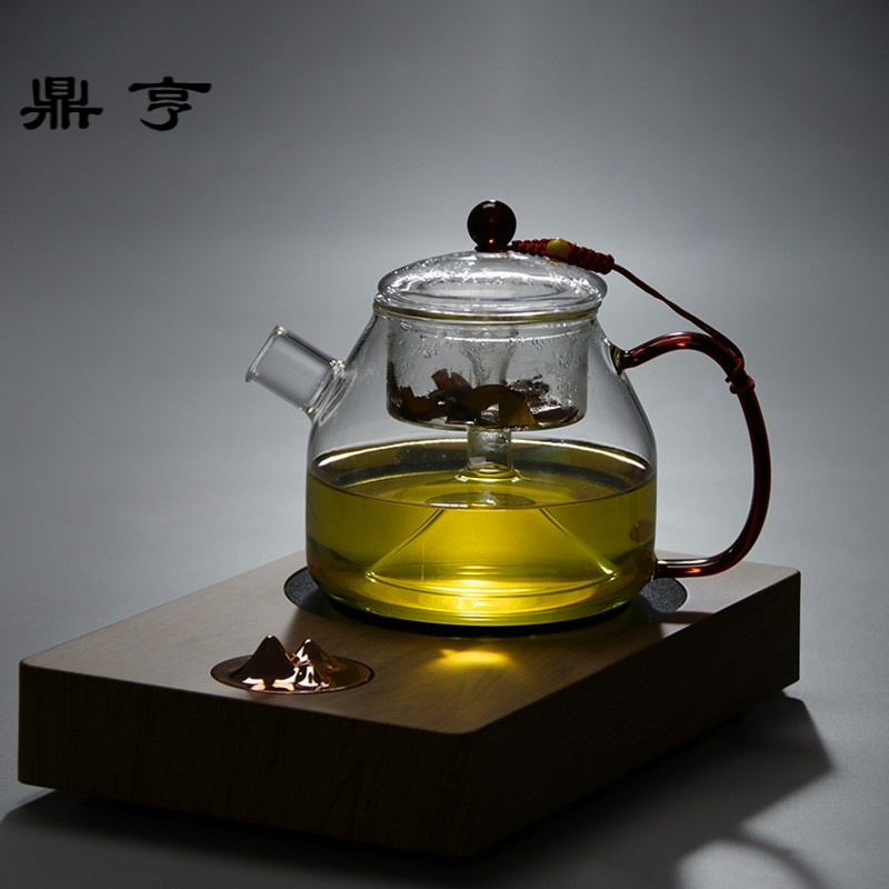 鼎亨家用耐热玻璃茶具过滤蒸汽茶壶蒸茶壶煮茶器电陶炉花茶黑茶泡
