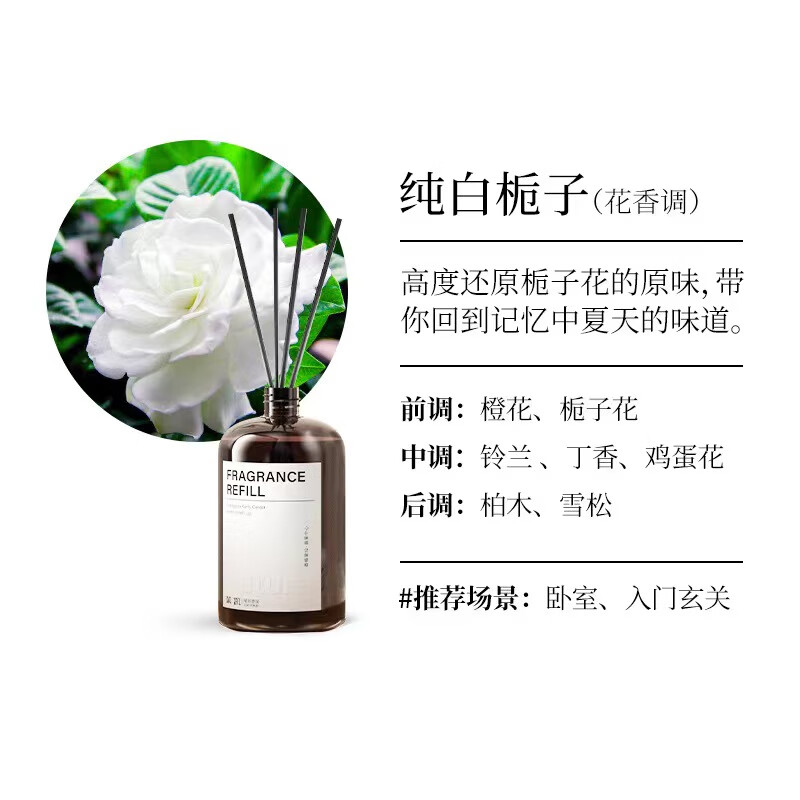 香薰精油补充液加湿器酒店专用栀子花家用室内持久香氛卫生间香水高清大图