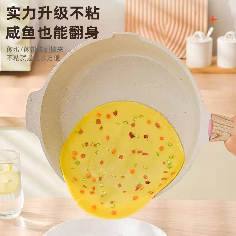上亨 SHZH-CJCG001麦饭石不粘炒锅 家用煎锅炖煮炒菜锅少烟轻油炒菜电磁炉燃气灶通用 [升级加厚黑]32cm高清大图