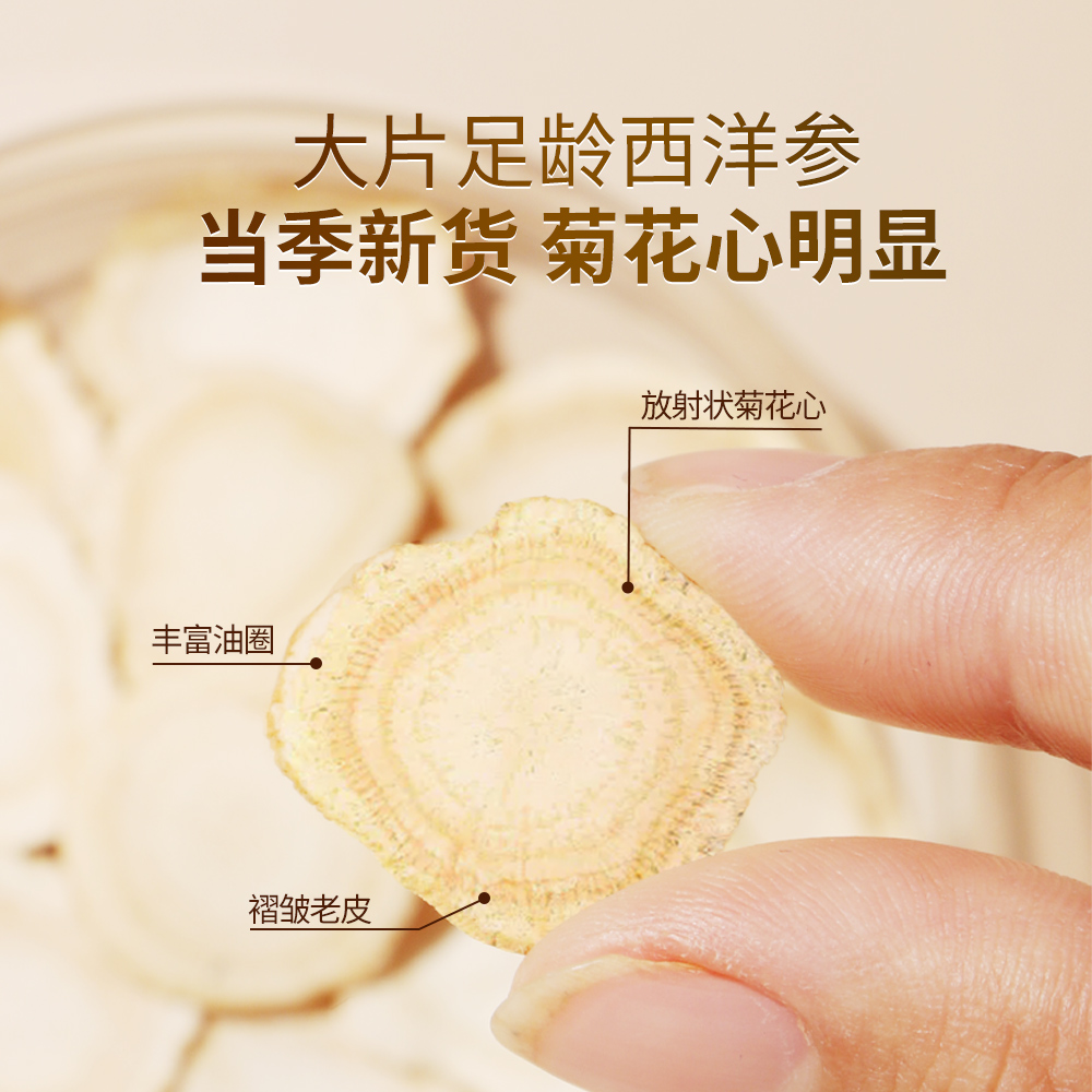 [精美礼盒装]北京同仁堂西洋参礼盒装72g/盒人参片花旗参含片泡水喝送礼独立包装食用方便高清大图
