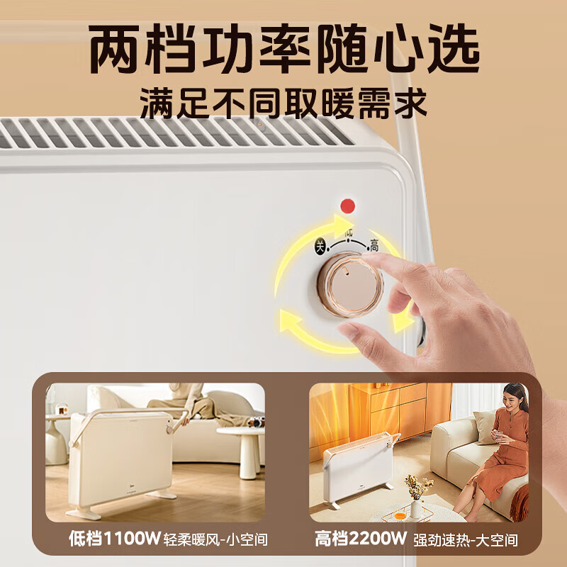 美的(Midea)取暖器 家用电暖气卧室浴室暖风机 欧式快热炉快速升温暖脚 HDT22TL白色高清大图