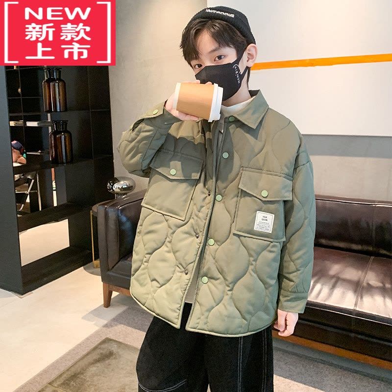 可莉允儿童装男童夹棉外套秋冬款2022新款大童冬装二棉棉衣加厚洋气炸街棉服图片