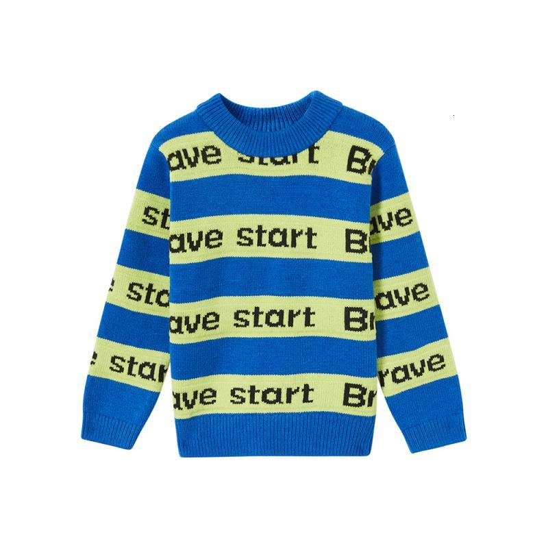 5,可叠券]moomoo童装男童毛衣冬装新款儿童中领毛衫大童洋气条纹字母