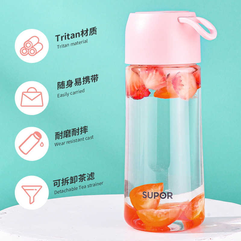 苏泊尔水杯女可爱便携夏天塑料少女心Tritan学生ins简约随手杯子高清大图