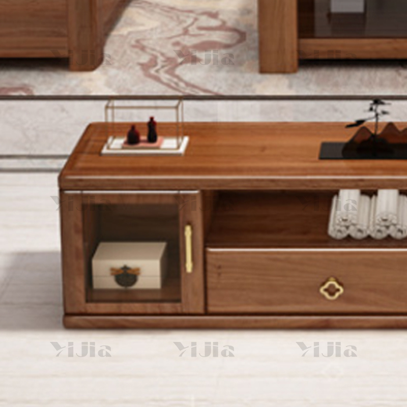 翌嘉 YJ4022935 中式胡桃木实木电视柜高清大图