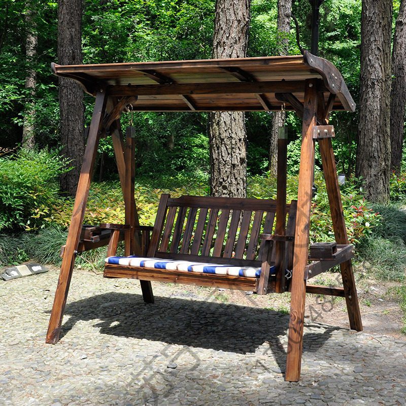 苏宁严选 掉吊椅吊床成人双人户外秋千防腐实木碳化成人吊椅室内外