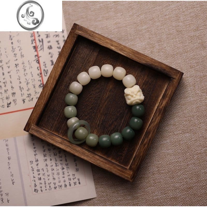 JiMi《云胡不喜》渐变菩提象牙果醒狮玛瑙跑环清冷手串手链大仙的串图片