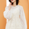 ENJOY’ME连衣裙20女装春季新品网纱蕾丝拼接灯笼袖透视仙女裙