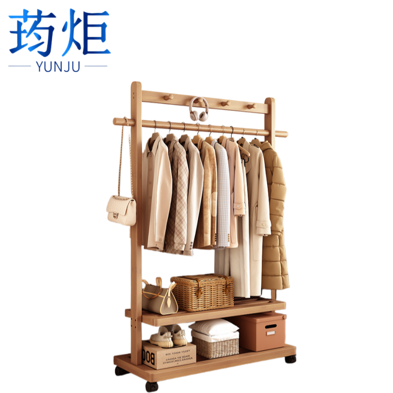 荺炬衣帽架 原色105cm带轮 个