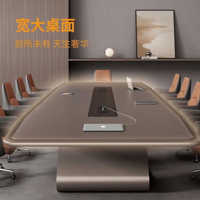 威百达办公家具会议桌长桌简约大型办公室现代培训洽谈会议室桌椅组合 6.0米+18张椅子高清大图