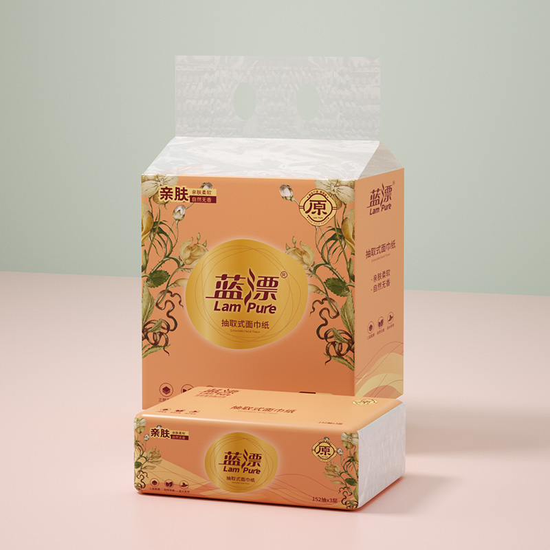 蓝漂(Lampure) LP-6677 205mm*190mm*456张(3层)3包*1提 面巾纸 白色高清大图