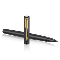 派克PARKER 签字笔 威雅XL经典黑金夹宝珠笔+笔套礼盒转 学生办公通用日常书写拔帽式佩戴0.7mm黑色水性宝珠笔芯
