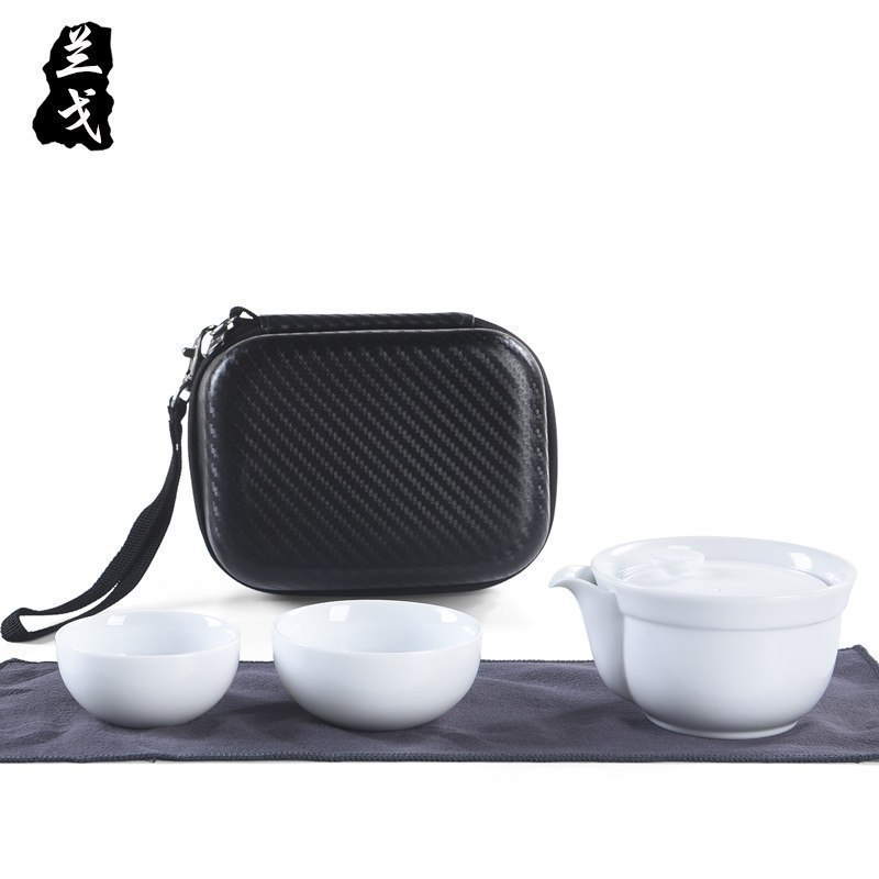 美帮汇德化白瓷旅行茶具套装家用小套收纳陶瓷茶杯便携包粗陶快客杯高清大图