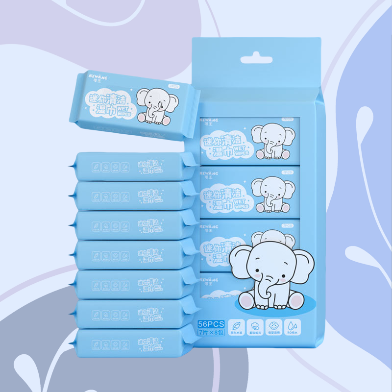 米奇喵小象迷你湿巾便携小包装抽取手口清洁湿纸巾高清大图