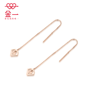 金一 18K金玫瑰金新款钻入你心女士K金耳钉耳线送女友 (定价)CEF017
