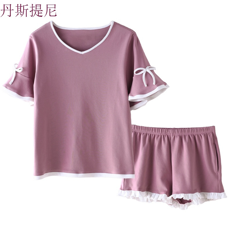 2018睡衣女夏纯棉短袖韩版可爱休闲夏季家居服女显瘦薄款两件套装