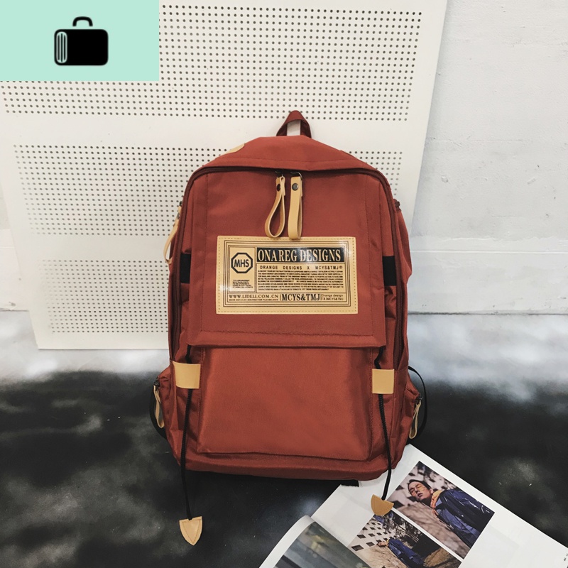 双肩包男ins潮牌大容量学生书包时尚高中初中潮流校园女帆布背包NEW LAKE 砖红色