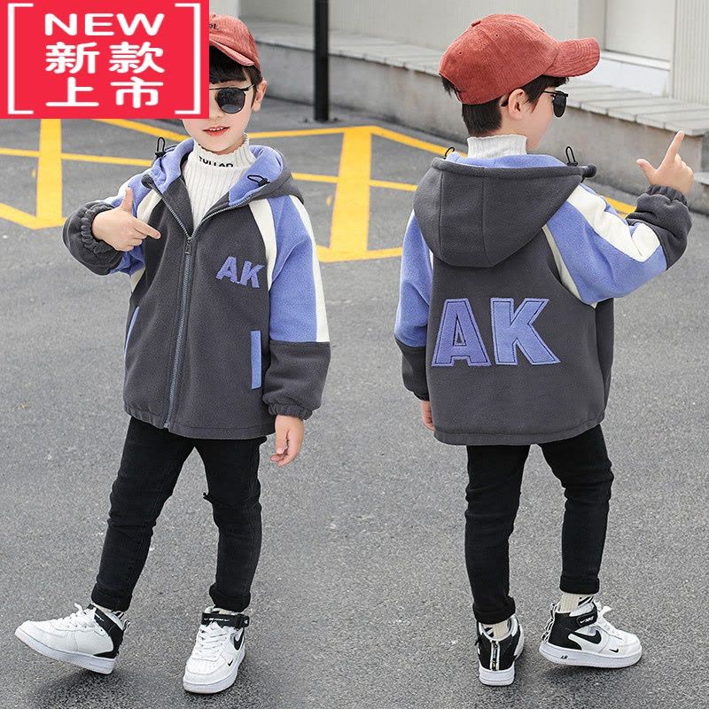 可莉允男童秋季外套夹棉儿童摇粒绒薄棉服加厚新款潮痞帅炸街颗粒绒秋冬图片