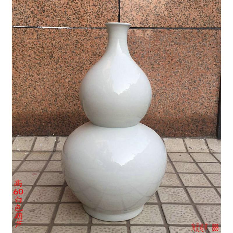 景德镇陶瓷器插花干花小花瓶全白色葫芦书房装饰摆件客厅餐桌摆设 三维工匠 高60白色/个高清大图