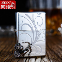煤油打火机zippo正版 爱神丘比特之箭 银色爱之花 zipoo正品zppo正品打火芝宝煤油火机