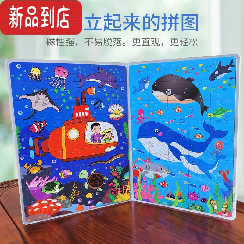 真智力儿童进阶益智力磁性拼图大块幼儿早教宝宝玩具2-3到6岁5男孩女孩4 3-6岁-恐龙时代磁性玩具