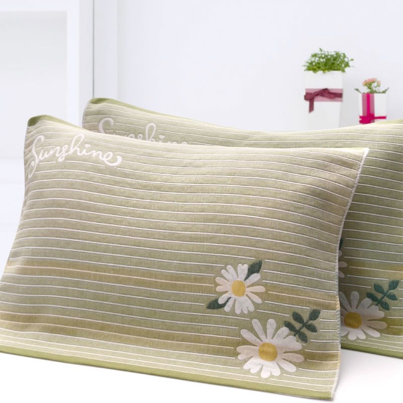 弗星特价大枕巾棉一对装三层纱布成人枕头巾清仓吸汗情侣欧式枕巾