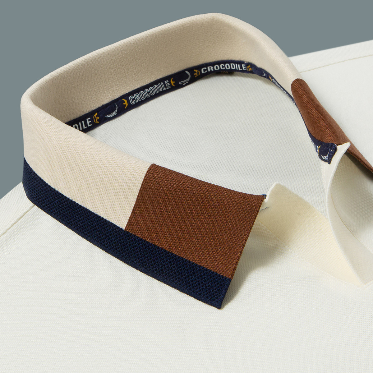 鳄鱼恤CROCODILE 商务短袖高档POLO衫男士条纹翻领T恤高清大图