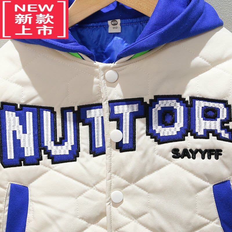 可莉允男童夹棉棒球服连帽2022新款男孩棉服薄棉痞帅加厚儿童外套秋冬装图片