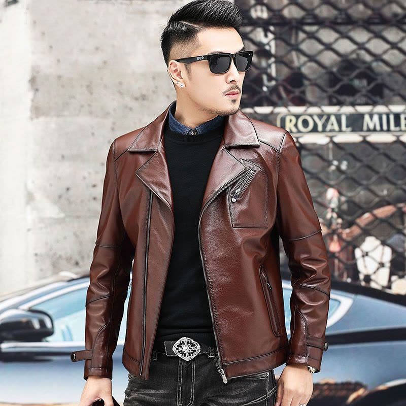 海宁男士真皮皮衣短款头层牛皮真皮夹克男西装领商务外套春秋季图片