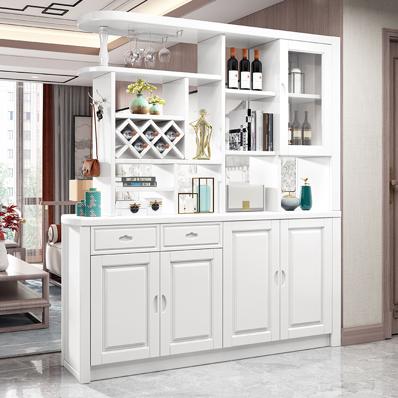 青木川 简约现代实木酒柜鞋柜一体靠墙1.3米0.9米1.7m餐厅客厅进门口入户玄关隔断屏风双面间厅柜置物架高清大图