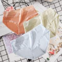 内裤女冰丝棉裸感夏季薄款蕾丝性感学生中腰少女透气_974 M码（80-100斤） 珊瑚红+浅绿色+浅蓝色