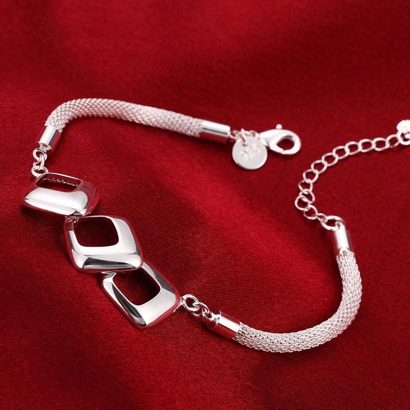 H359Fashion Bracelet 时尚三棱形手链欧美外贸镀925纯银女首饰送女朋友七夕情人节礼物