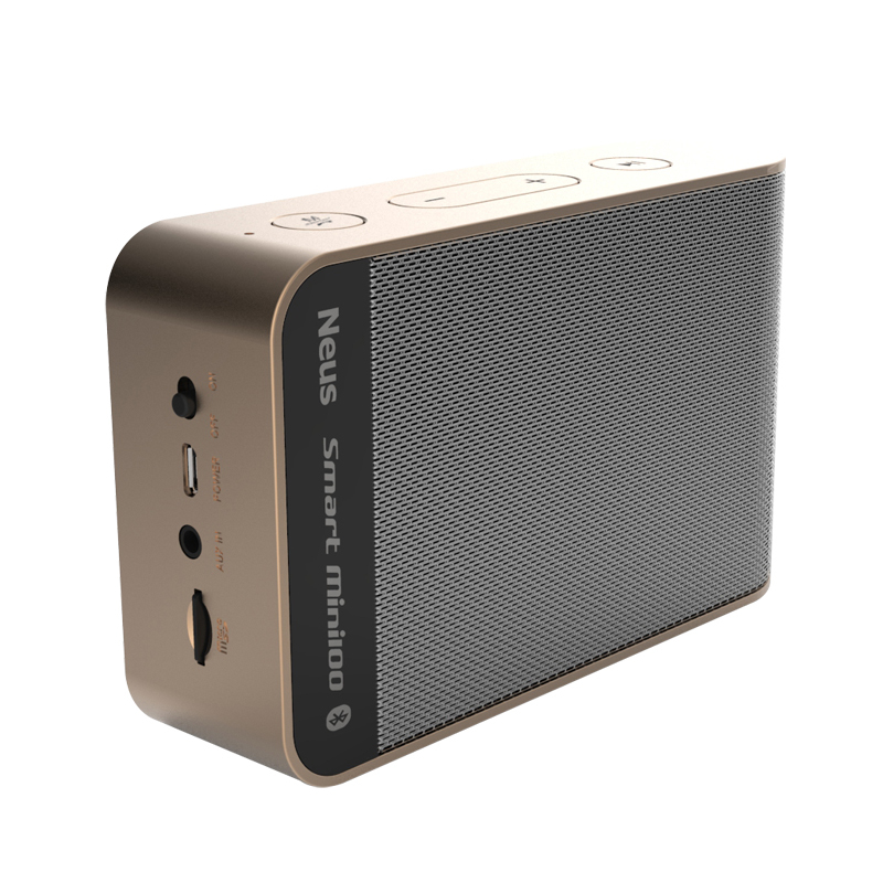 neus纽斯smartmini100便携蓝牙音箱无线迷你户外旅游插卡音响金色