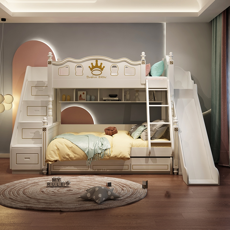 儿童床上下床双层床男孩高低床阿斯卡利实木子母床两层双人床小户型上