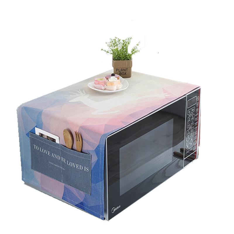 家用微波炉罩保护防尘罩防水盖布布艺烤箱防尘布冰箱防灰尘遮盖巾 灰耳小兔 洗衣机、冰箱通用盖巾(140*55cm)升级防水高清大图