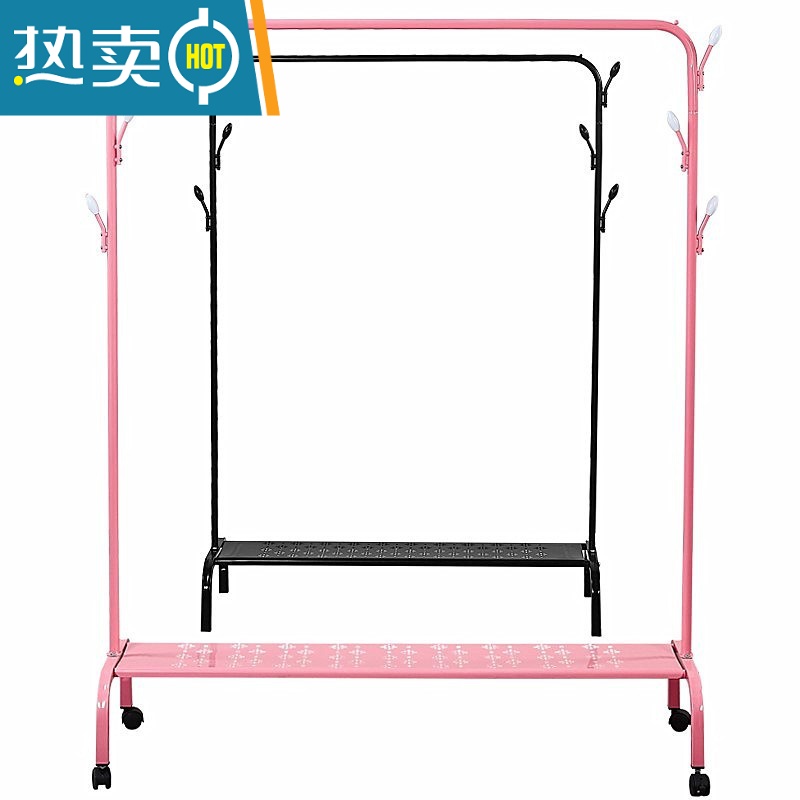 敬平加厚家用304不锈钢晾衣架落地卧室折叠x型室外阳台单杆式架子伸缩 加粗加厚加大号?白色衣帽架款三格+轮子 大高清大图