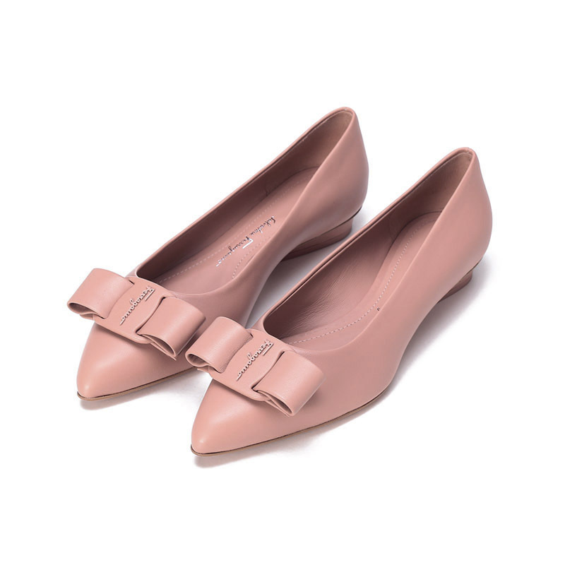 菲拉格慕salvatoreferragamo女士viva系列羊皮蝴蝶结芭蕾舞平底鞋单鞋