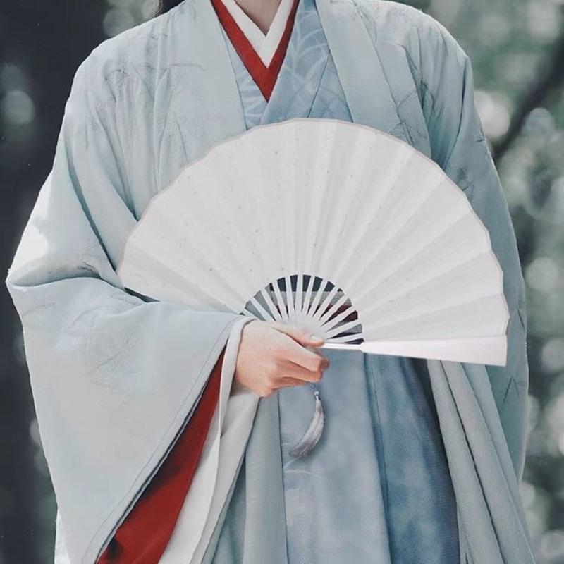 山河令古风折扇温客行同款绘画空白扇男生霸气送流苏竹骨洒金扇子