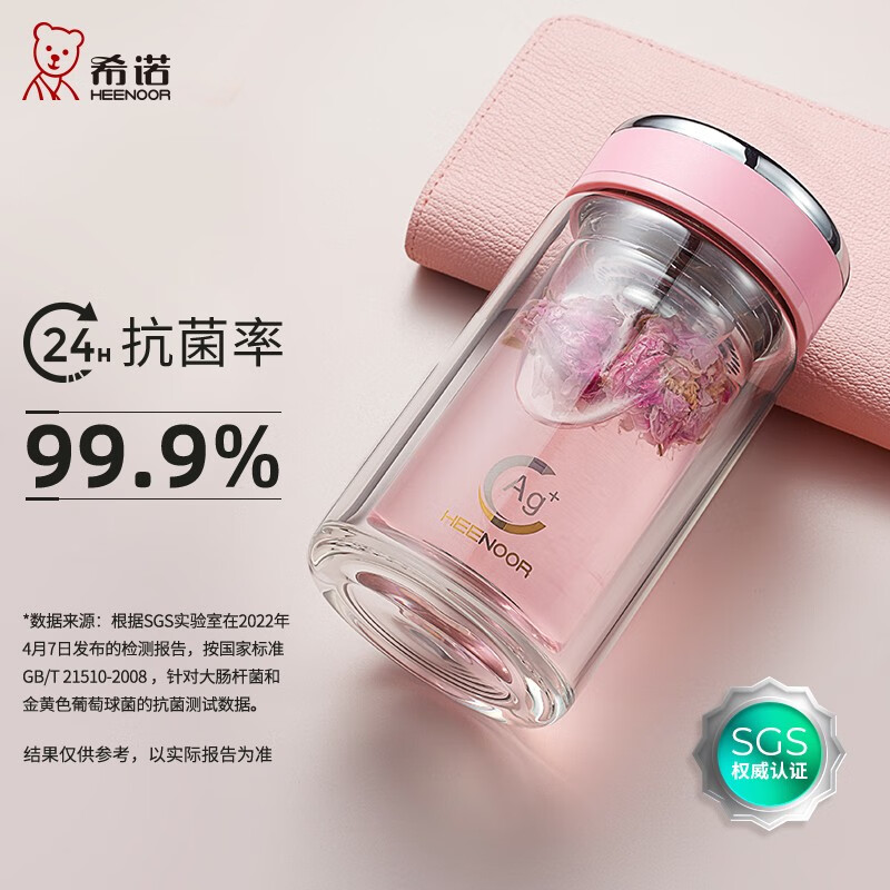 希诺(HEENOOR)双层抗菌玻璃杯200ml-XN-1950高清大图