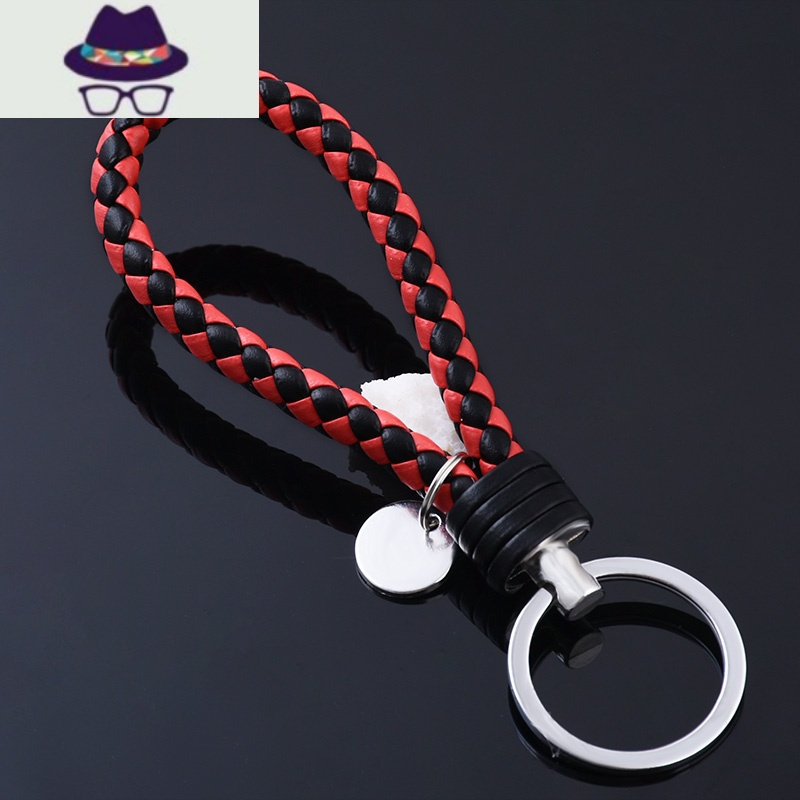 手工编织皮绳汽车钥匙扣挂件简约创意钥匙链男士腰挂定制情侣礼物fish