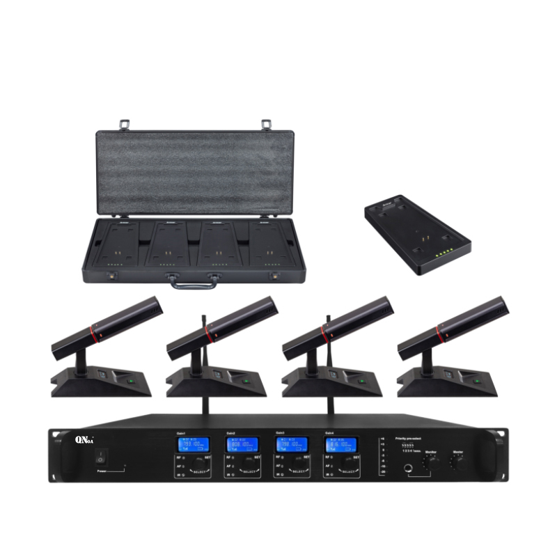 启诺 QN-CG214S一拖四无线音像联动话筒黑灰(套)高清大图