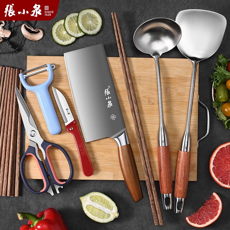 张小泉刀具厨房套装组合家用不锈钢菜刀菜板二合一厨具九件套8138高清大图
