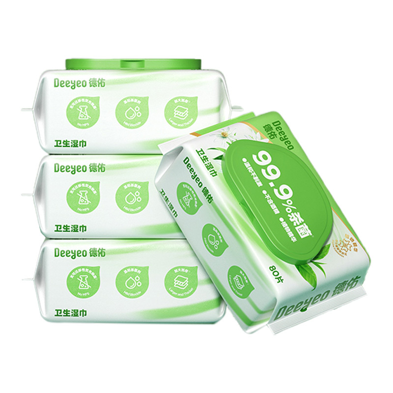 德佑湿巾80片*4包保湿舒缓温和洁净安心不刺激10020196