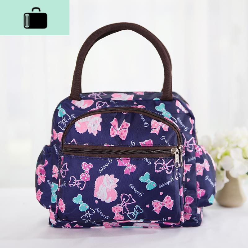 上班拎的小布包手提时尚袋子女式便携小拎包零钱奶奶帆布两用拎包NEW LAKE女士钱包/卡包 姜黄色深蓝梦幻蝴蝶喵-3E8