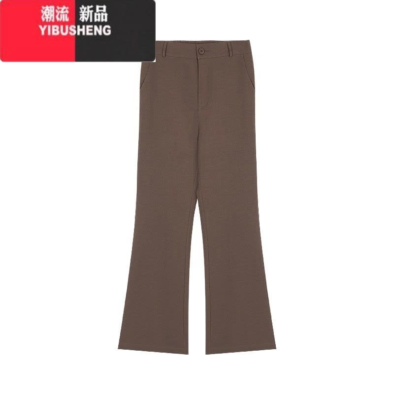 YIBUSHENG简约百搭西装微喇叭裤休闲裤女春季高腰显瘦拖地裤长裤子图片