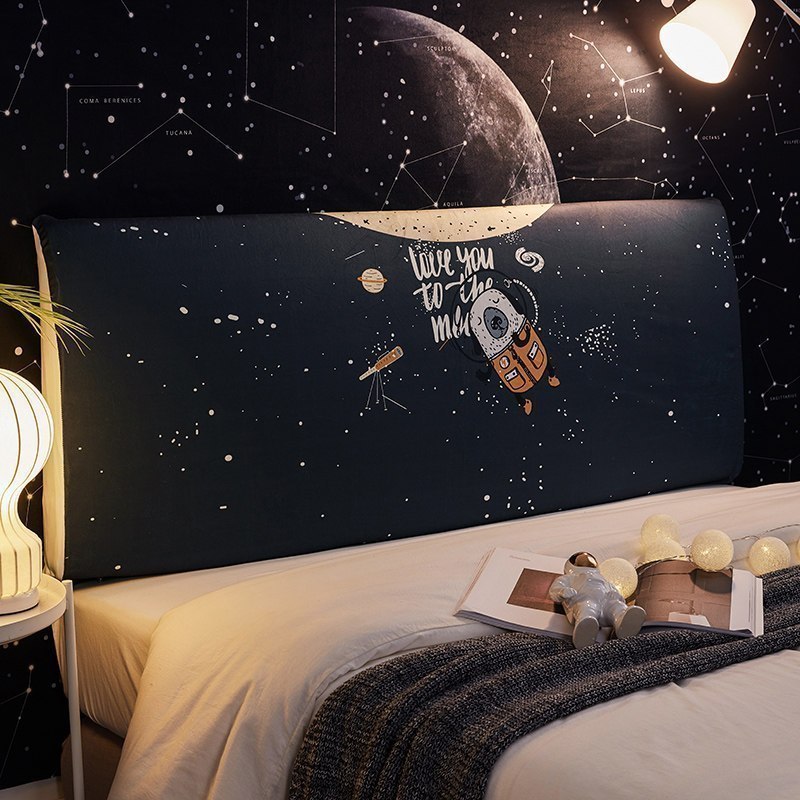 北欧床头罩套全包软包防尘罩床靠背罩保护套1.8米1.5m弹力 太空漫步 长150cm[床头高50cm-65cm以内适用]