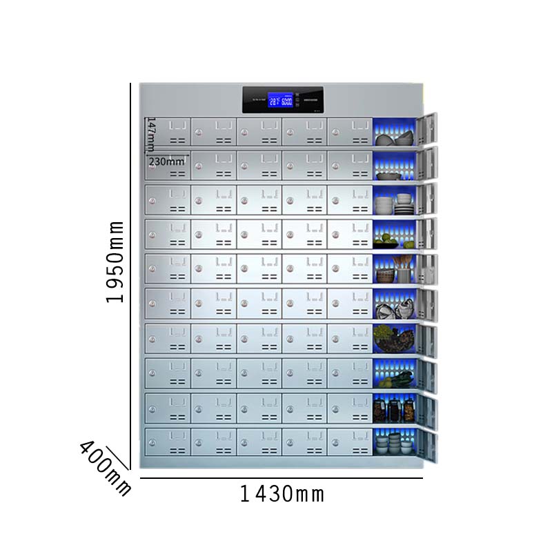 湘渭不锈钢员工食堂消毒餐厅紫外线高温餐盘餐具柜多格饭盒储物柜60门碗柜 紫外线消毒+高温热风循环高清大图